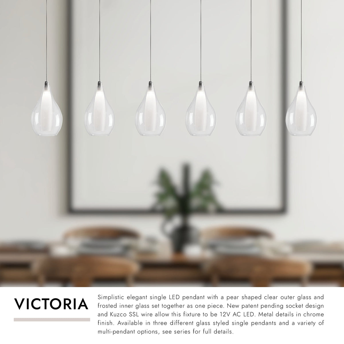 Kuzco Lighting MP3005CH-06 Victoria LED Linéaire Multi Suspension dans Chrome
