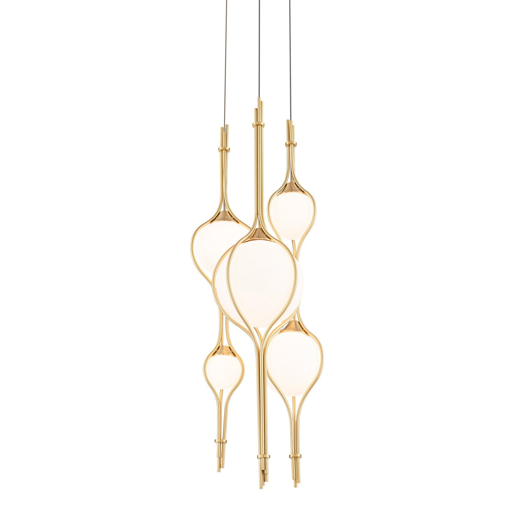 Suspension multi-lumières Skyla PD600605R-TWA-VB de Modern Forms, finition laiton vieilli