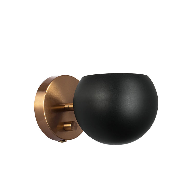 Matteo Lighting W31701MBAG Orb Wall Sconce in Matte Black with White Interior