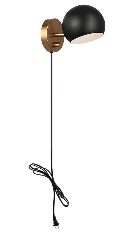 Matteo Lighting W31701MBAG Orb Wall Sconce in Matte Black with White Interior