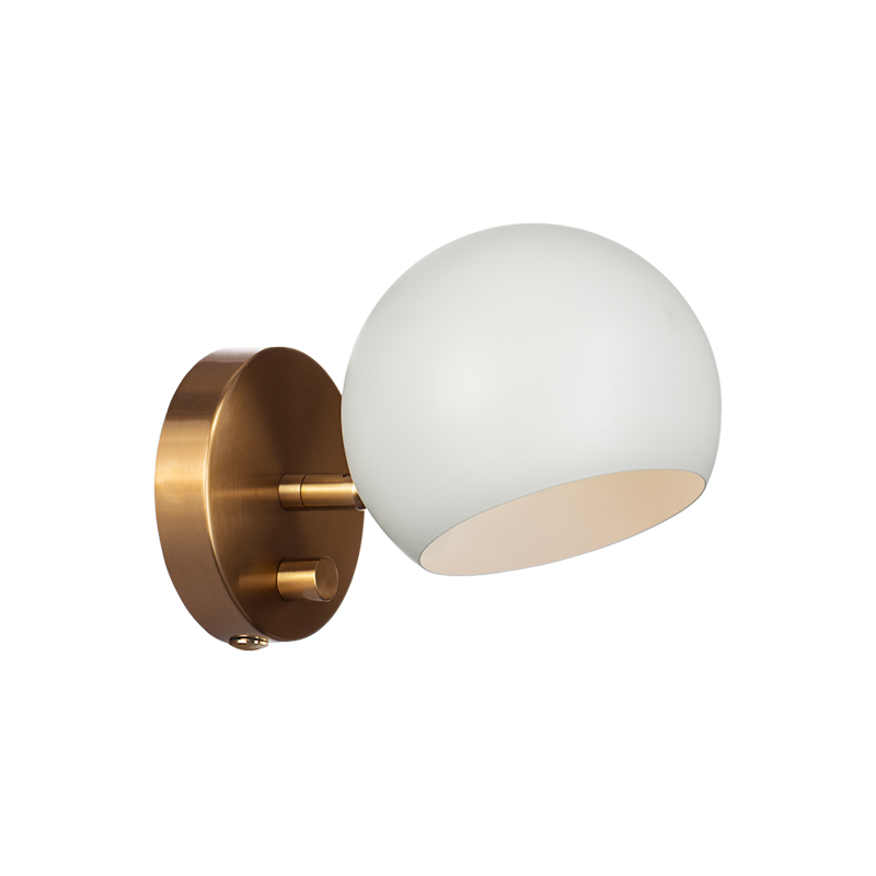 Matteo Lighting W31701MWAG Orb Wall Sconce in Matte White with White Interior