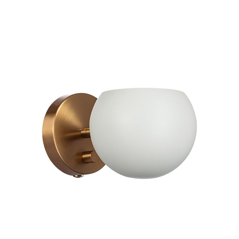 Matteo Lighting W31701MWAG Orb Wall Sconce in Matte White with White Interior