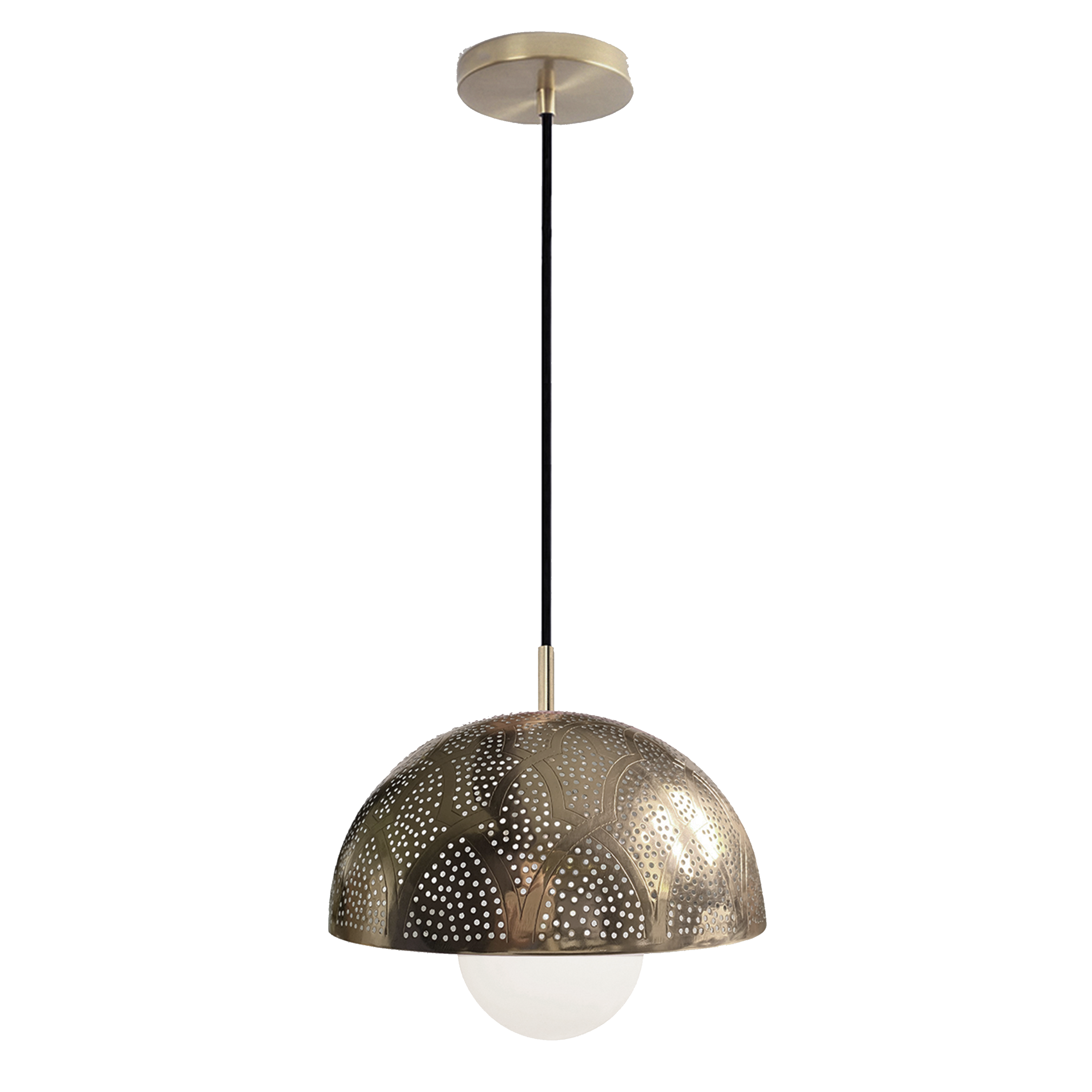 Dounia Home - DH-ZANMETDOM-SM-AB - Zana Metal Dome-shaped Shade Suspension - Antique Brass