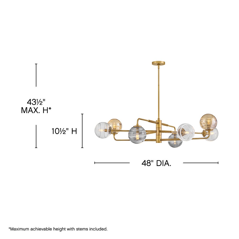 Fredrick Ramond FR30508HBR Oberon Adjustable Tier Chandelier in Heritage Brass