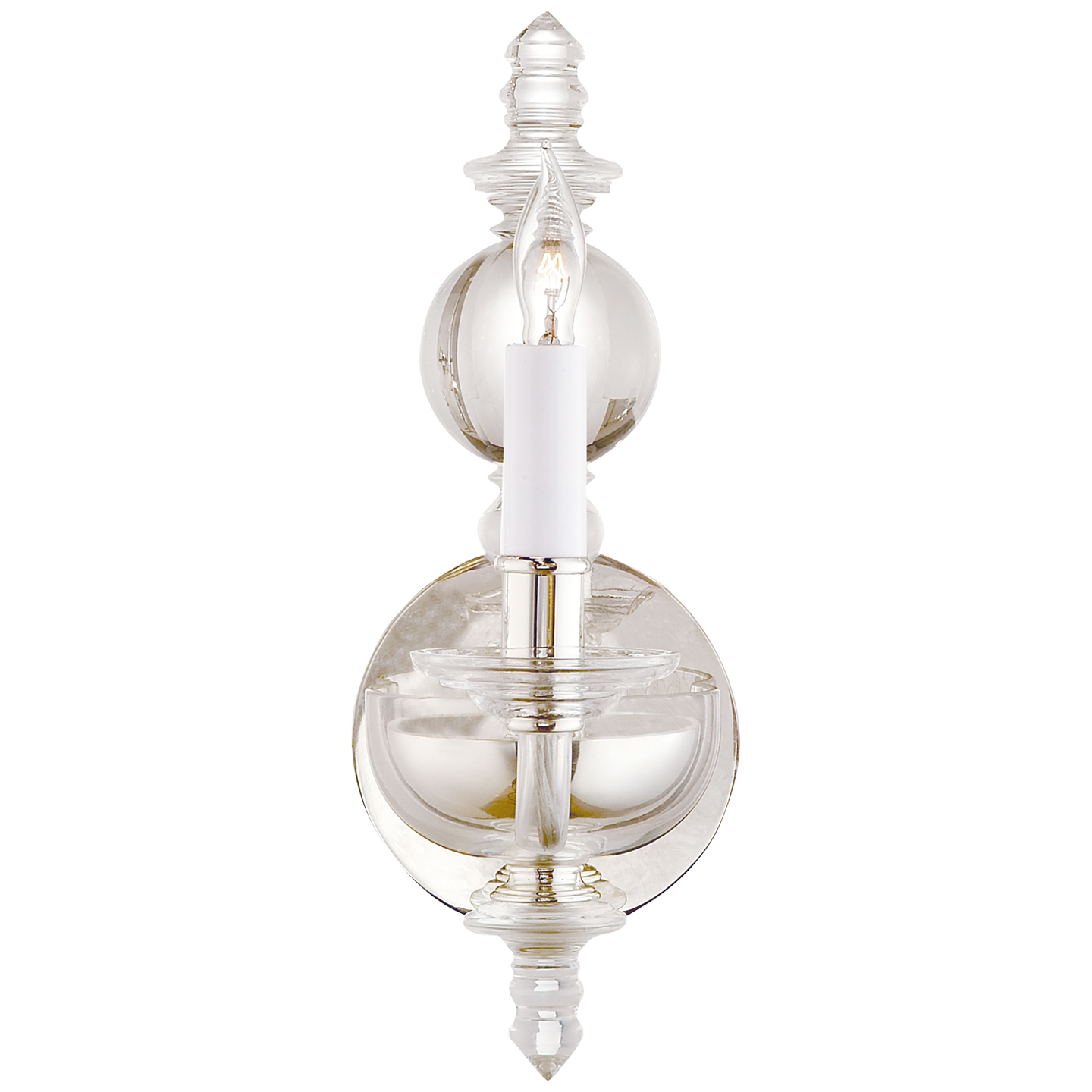 Visual Comfort CHD1156CG/PN George II Single Wall Sconce in Crystal with Polished Nickel by E.F. Chapman