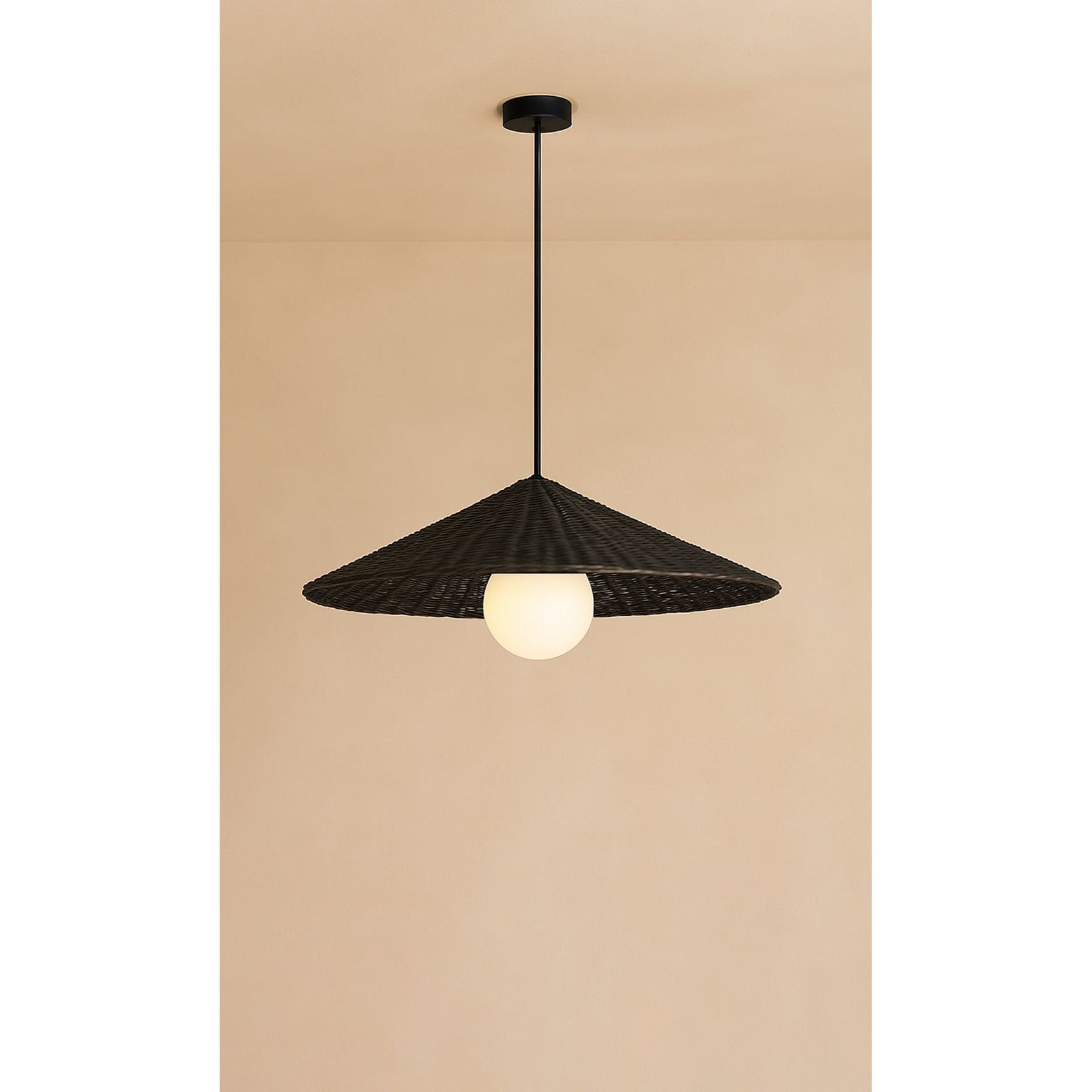 Dounia Home - DH-ADARATCON-MD-NR - Ada Rattan Cone Pendant - Natural Raffia