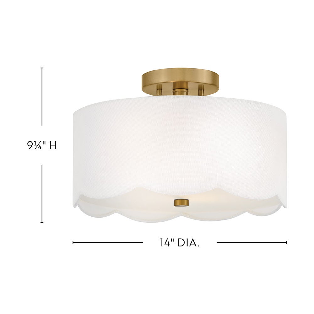 Lark 84381LCB Bliss Scalloped Flush Mount in Lacquered Brass