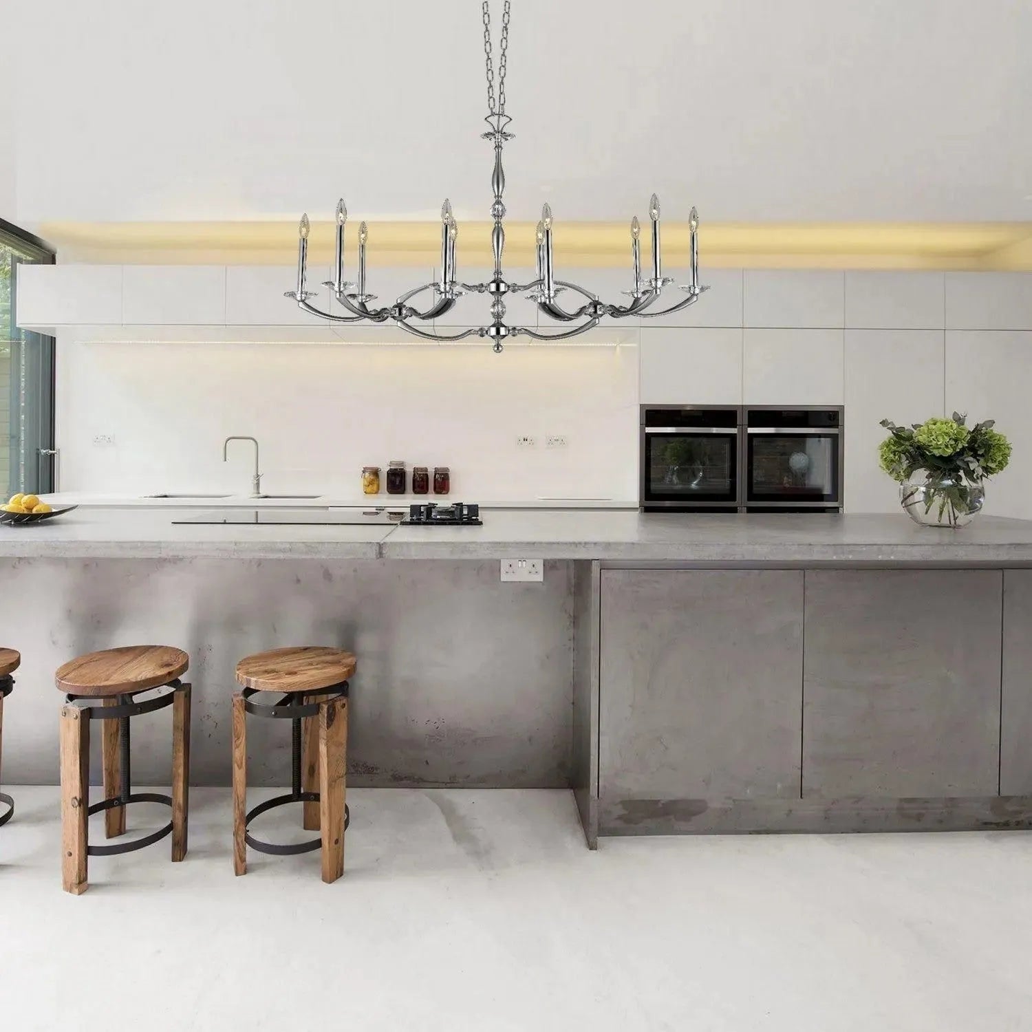 American Brass & Crystal - Kensington Brass and Crystal Linear IL5347 Chandelier - IL5347-37G-38G-ST | Montreal Lighting & Hardware