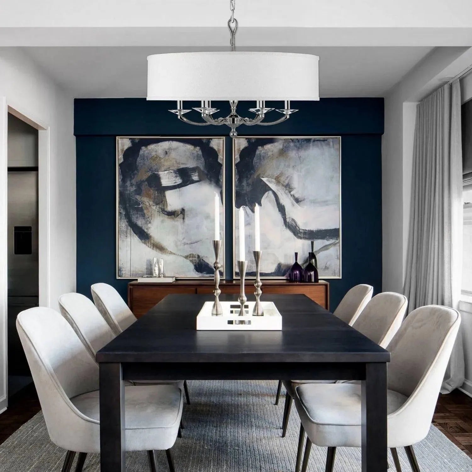 American Brass & Crystal - Kensington Shaded Brass and Crystal Chandelier - CH5426-38G-ST-HL | Montreal Lighting & Hardware