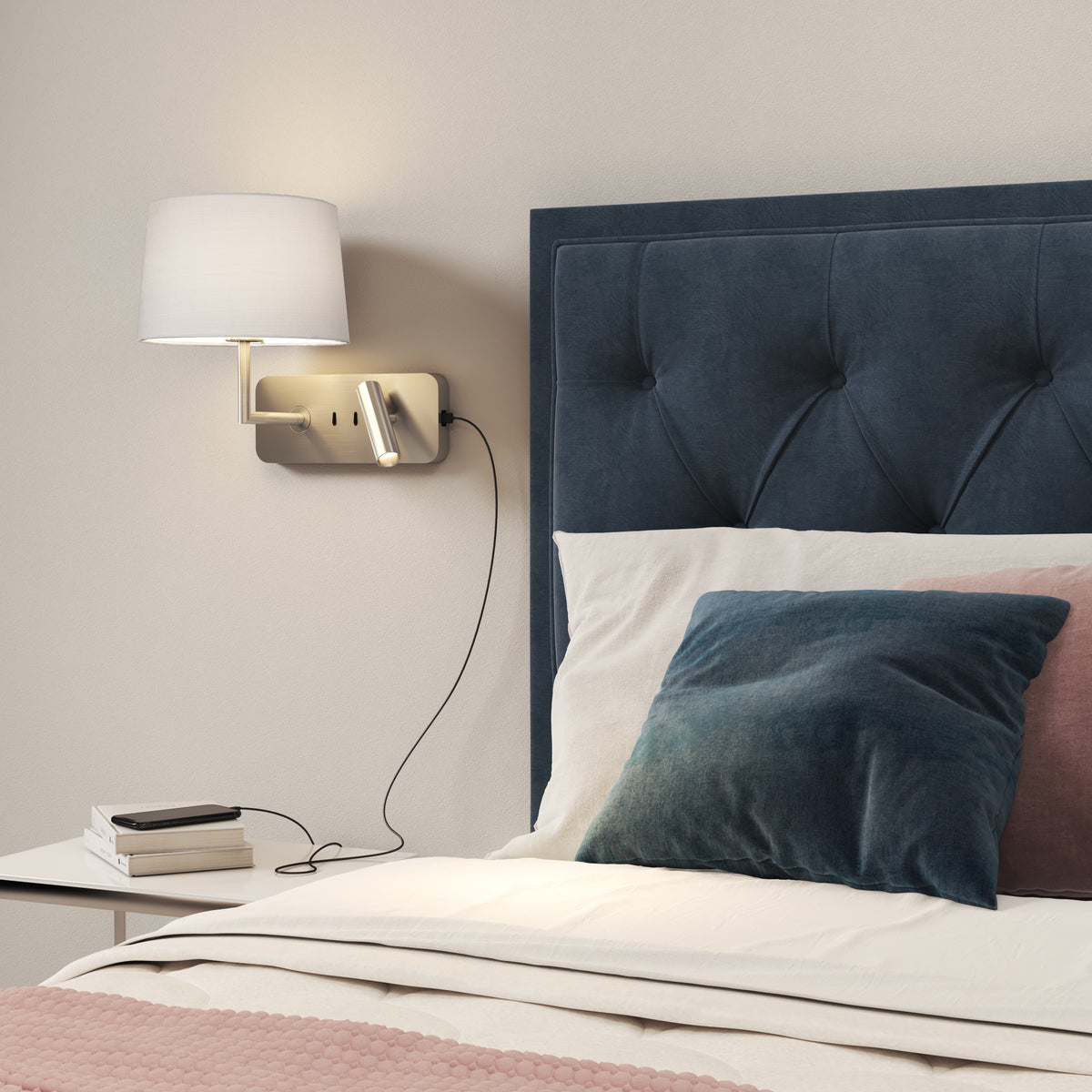 Astro Lighting 1406011+5035003 USB côte à côte Murale en nickel mat