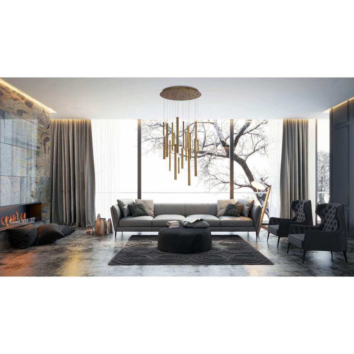 Eurofase 31445-038 Santana LED Chandelier in Brass