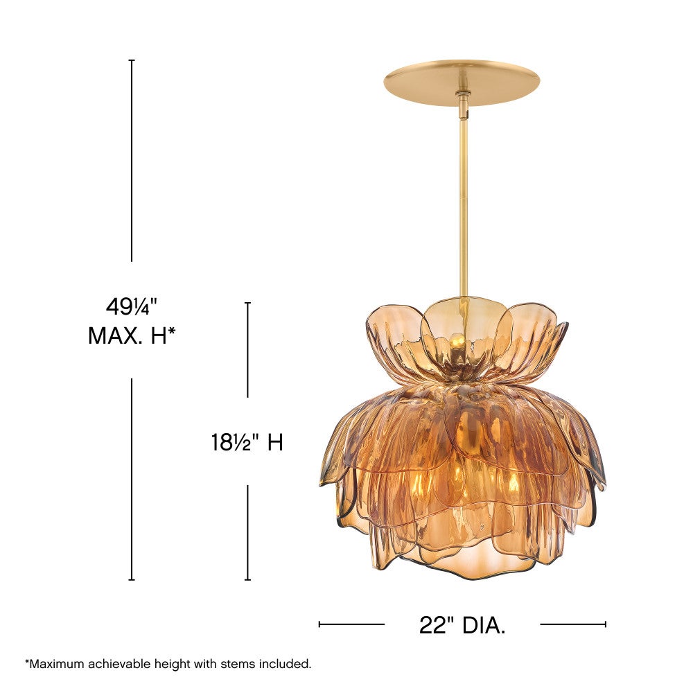 Fredrick Ramond FR46895UB-AM Fleur Fantine Suspension en laiton non verni