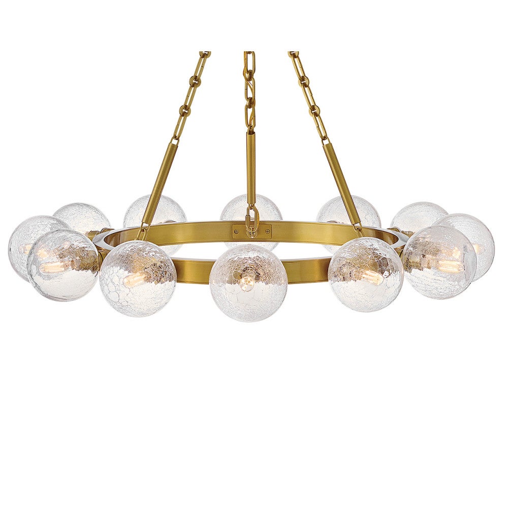 Fredrick Ramond FR30524LCB Coco Crackle Glass Chandelier in Lacquered Brass