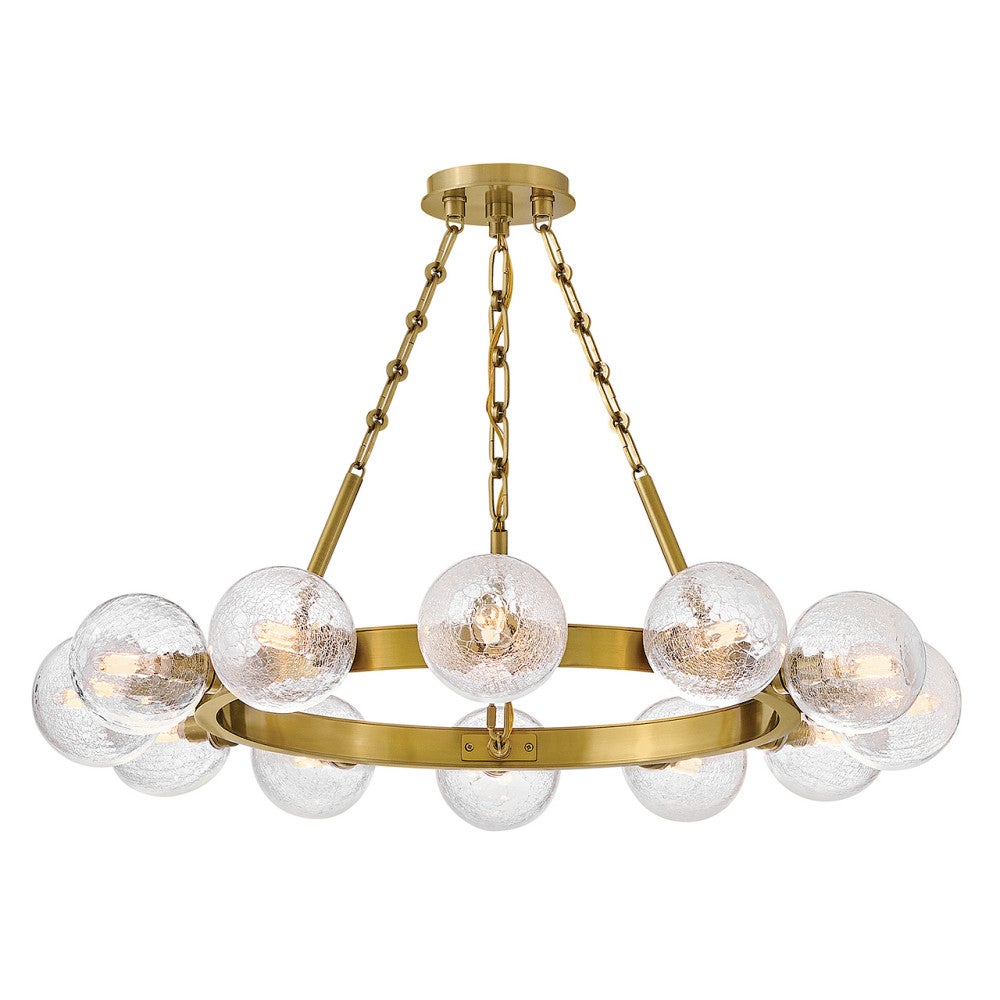Fredrick Ramond FR30524LCB Coco Crackle Glass Chandelier in Lacquered Brass