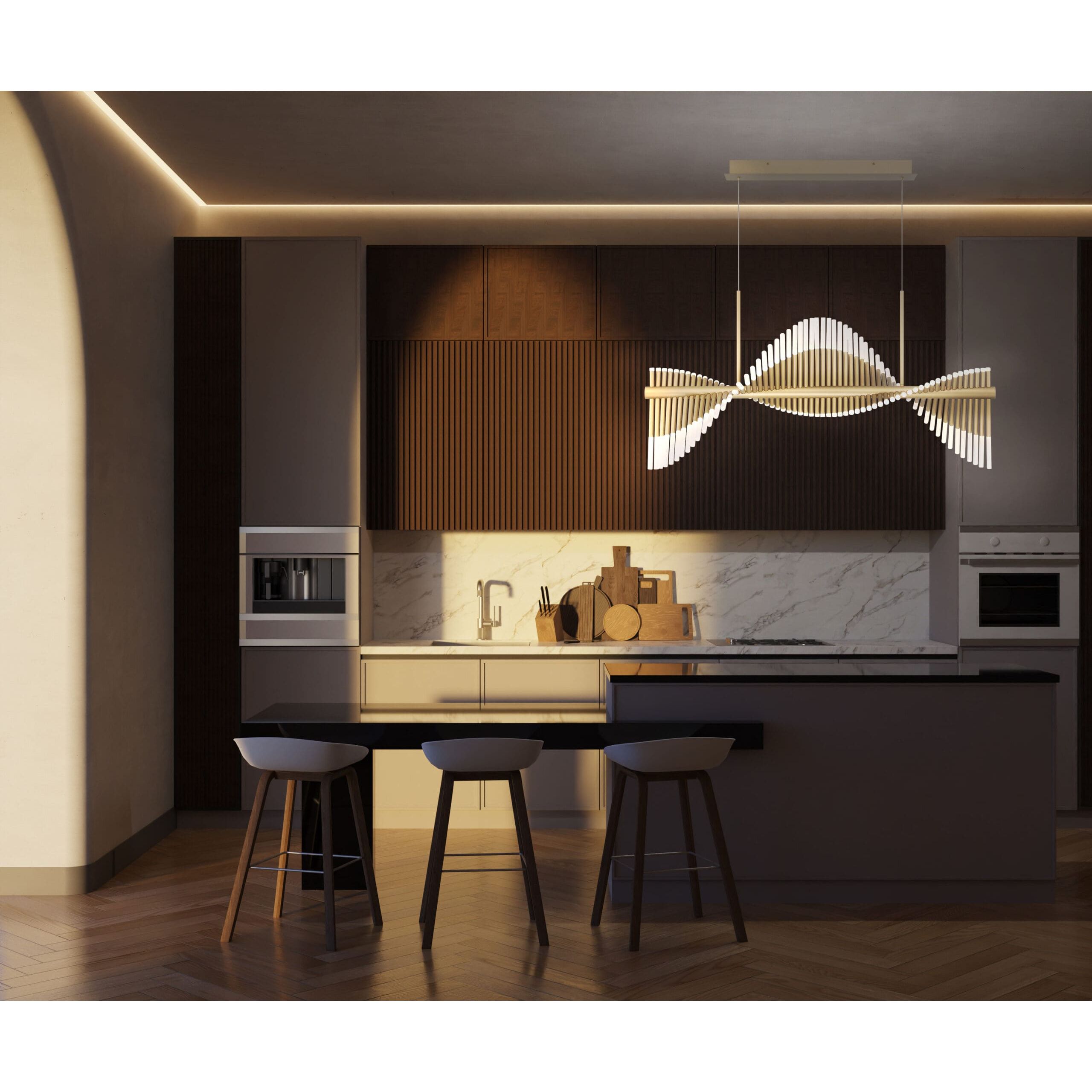 Eurofase 47126-015 Voltik LED Linear Chandelier in Gold