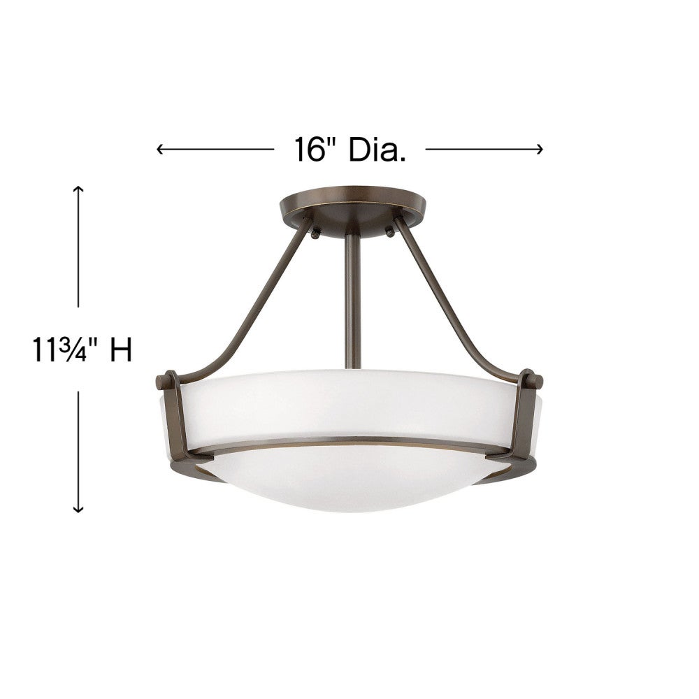 Hinkley Lighting 3220OB-WH Hathaway Semi-Flush Mount in Olde Bronze