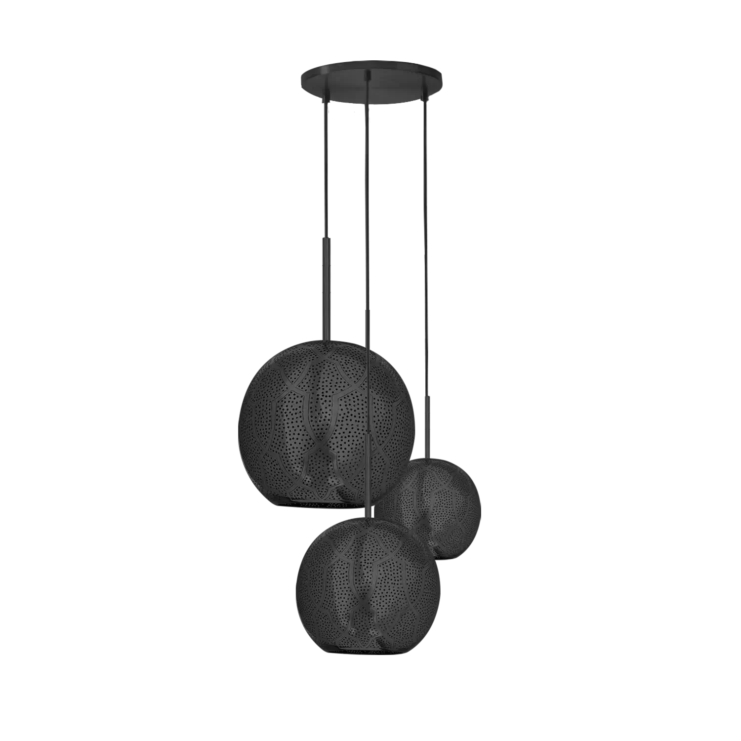 Dounia Home - DH-ARI3LIG-MD-BRS - Aria 3-Light Globe Chandelier - Polished Brass
