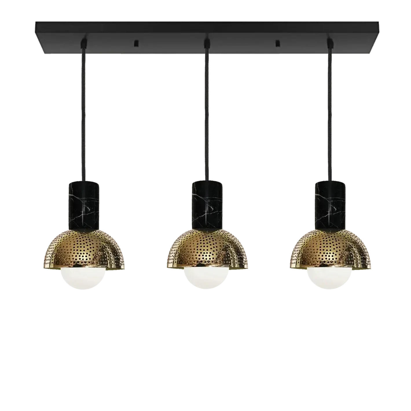Dounia Home - DH-MARLIN3-NIK - Maria linear 3 globe chandelier - Brushed Nickel Silver