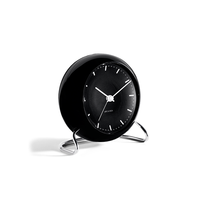 Arne Jacobsen Clocks 43673 City Hall Table Clock in Black