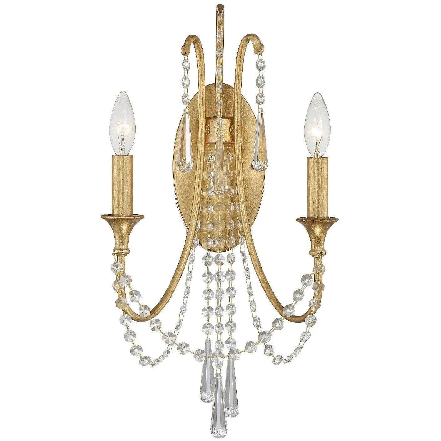 Crystorama - Arcadia Two Light Wall Mount - ARC-1902-GA-CL-MWP | Montreal Lighting & Hardware