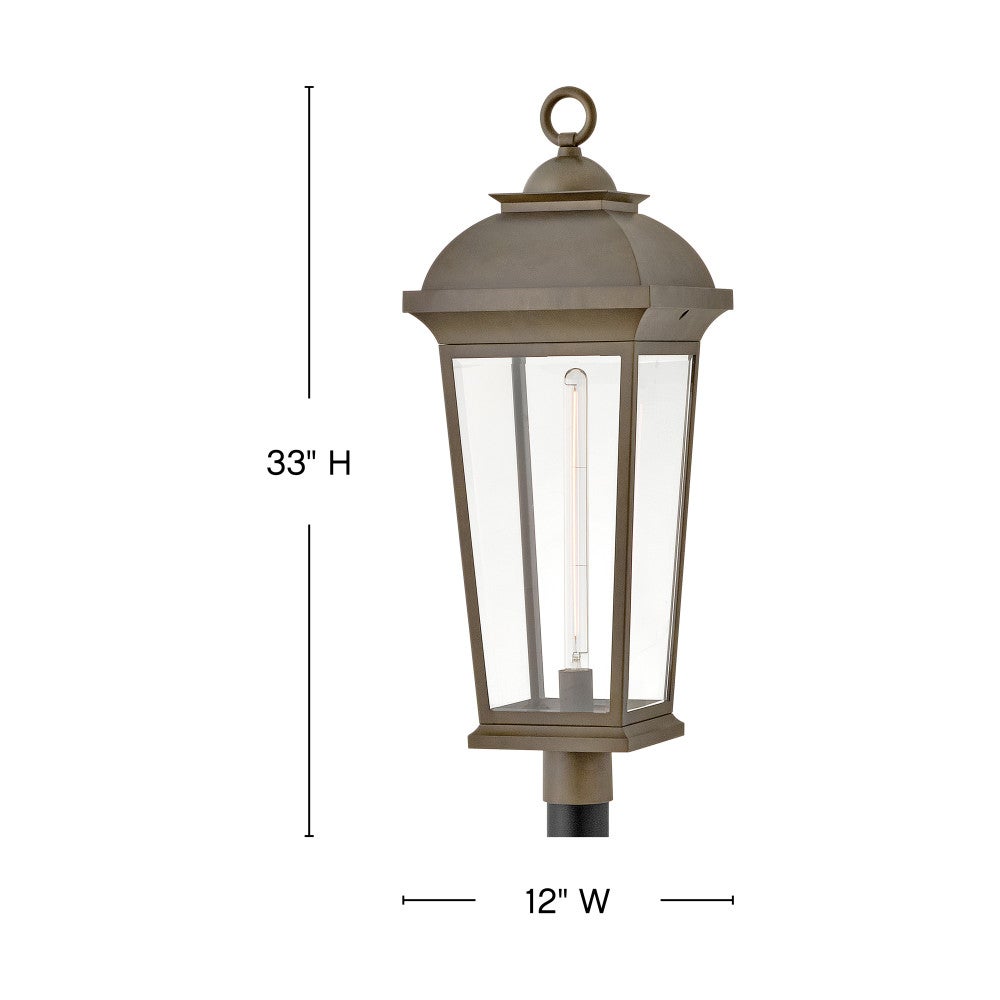 Hinkley Lighting 19691BLB Hawthorne Post Mount Lantern in Blackened Brass