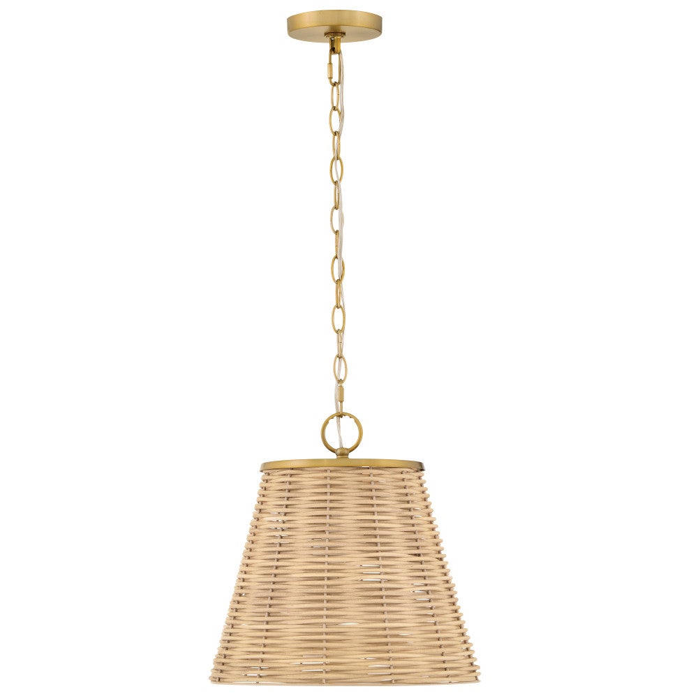 Lark 83217LCB Brynn Woven Shade Pendant in Lacquered Brass