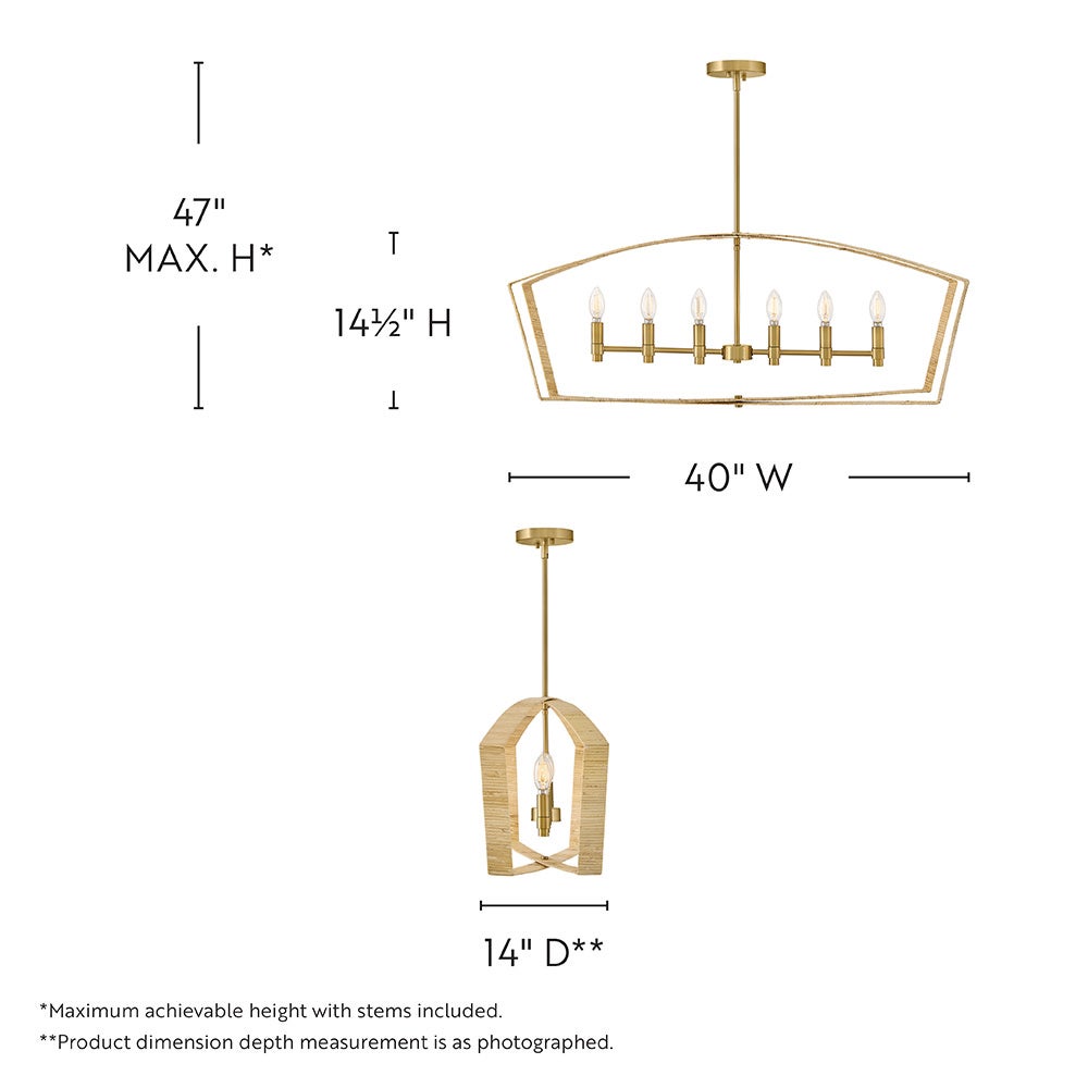 Lark 83645LCB Sammi Linear Chandelier in Lacquered Brass