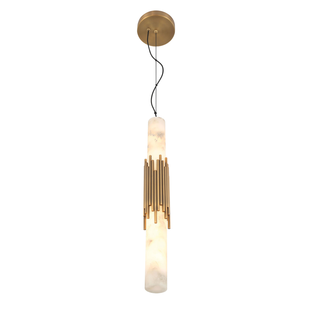 Eurofase 50353-026 Venna Albâtre LED Suspension en laiton antique