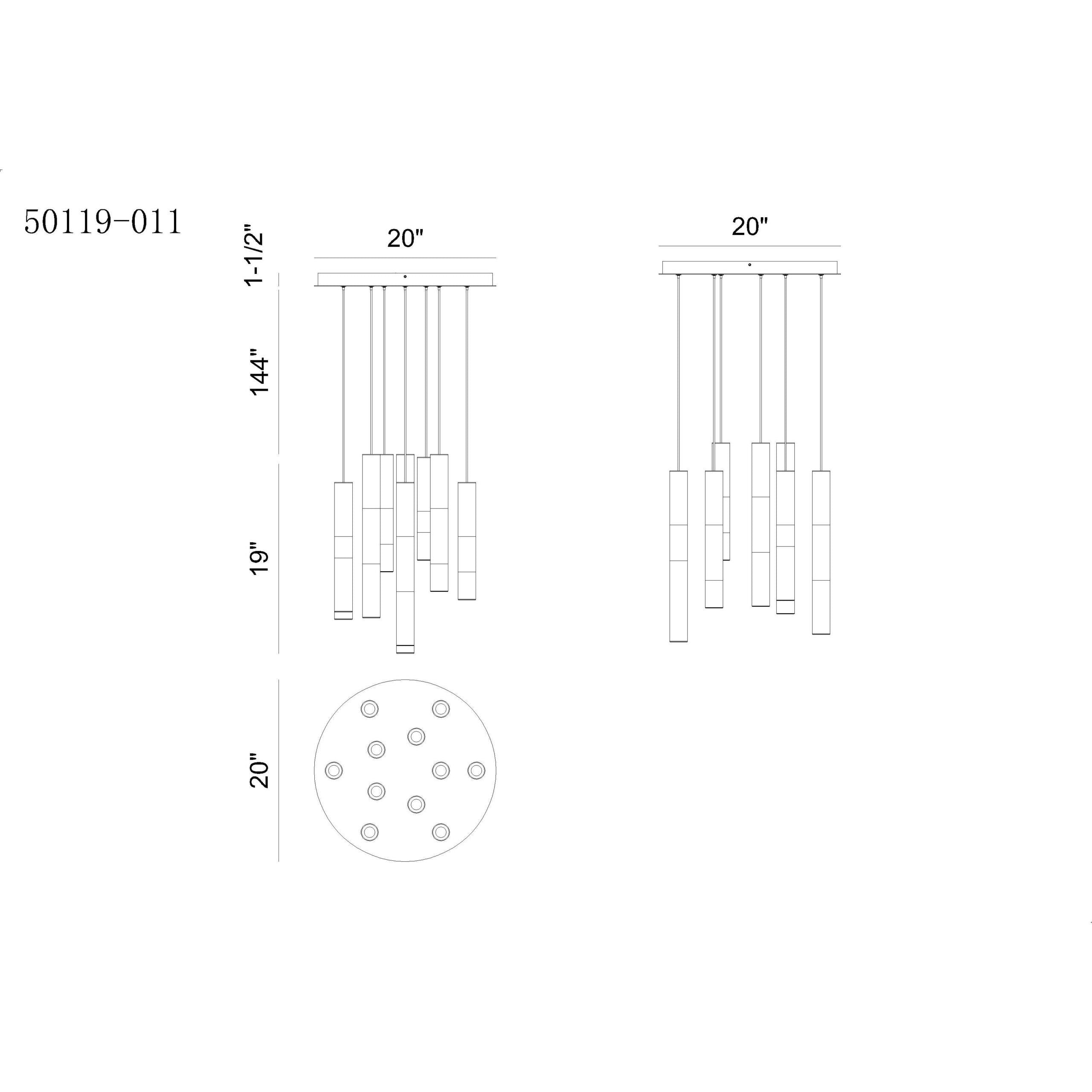 Europhase 50120-017 Ronda LED Suspendu multi-luminaire en laiton vieilli