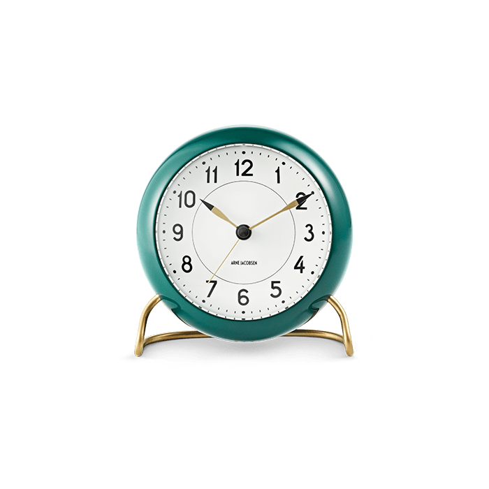 Arne Jacobsen Clocks 43677 Station Table Clock in Green/White