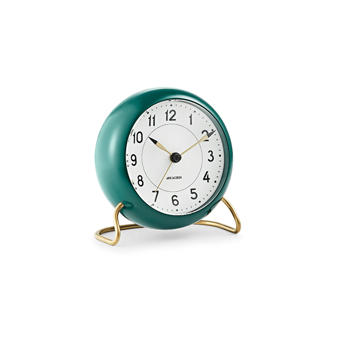 Arne Jacobsen Clocks 43677 Station Table Clock in Green/White