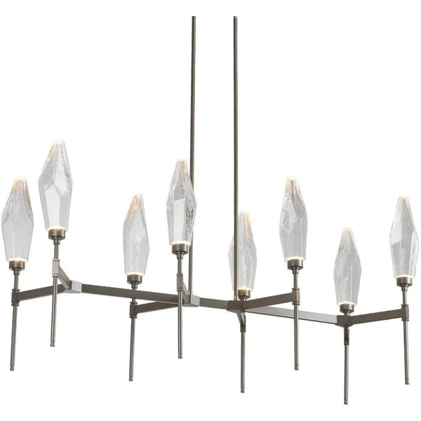 Suspension Belvédère linéaire en cristal de roche, 8 lumières