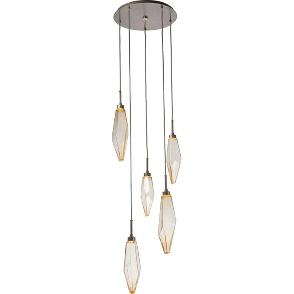 Cristal de roche rond multiport, 5 lumières