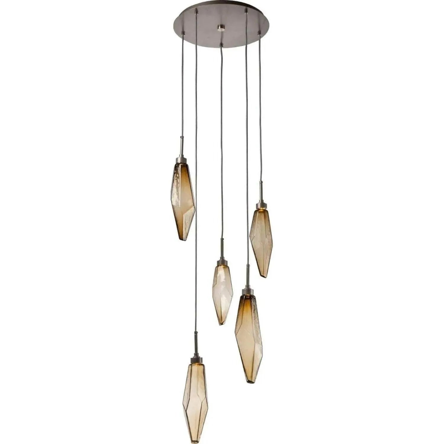Hammerton Studio - Rock Crystal Round Multi-Port, 5-Light - CHB0050-05-BS-CB-C01-L1 | Montreal Lighting & Hardware