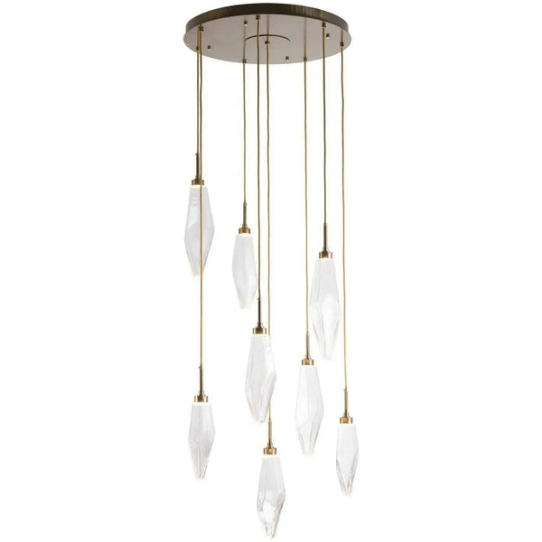 Cristal de roche rond multiport, 8 lumières