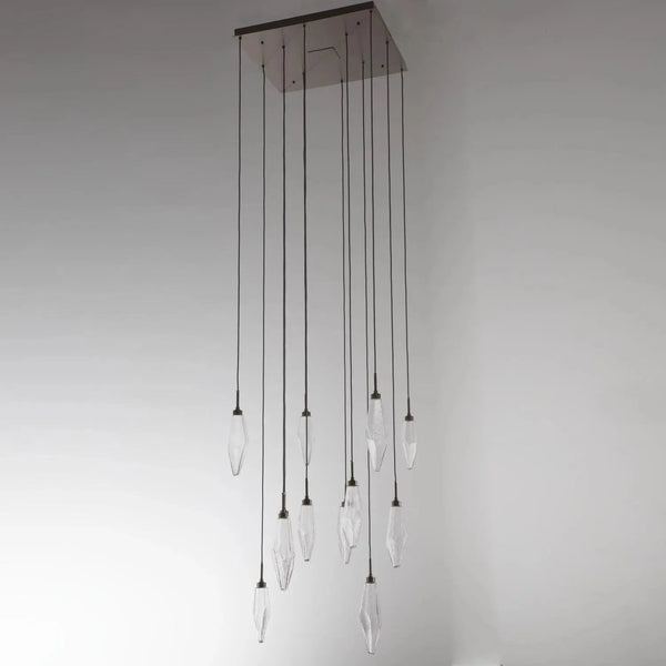 Cristal de roche carré multiport, 12 lumières