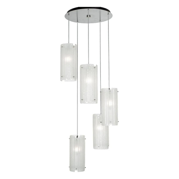 Multiport rond en verre texturé, 5 lumières