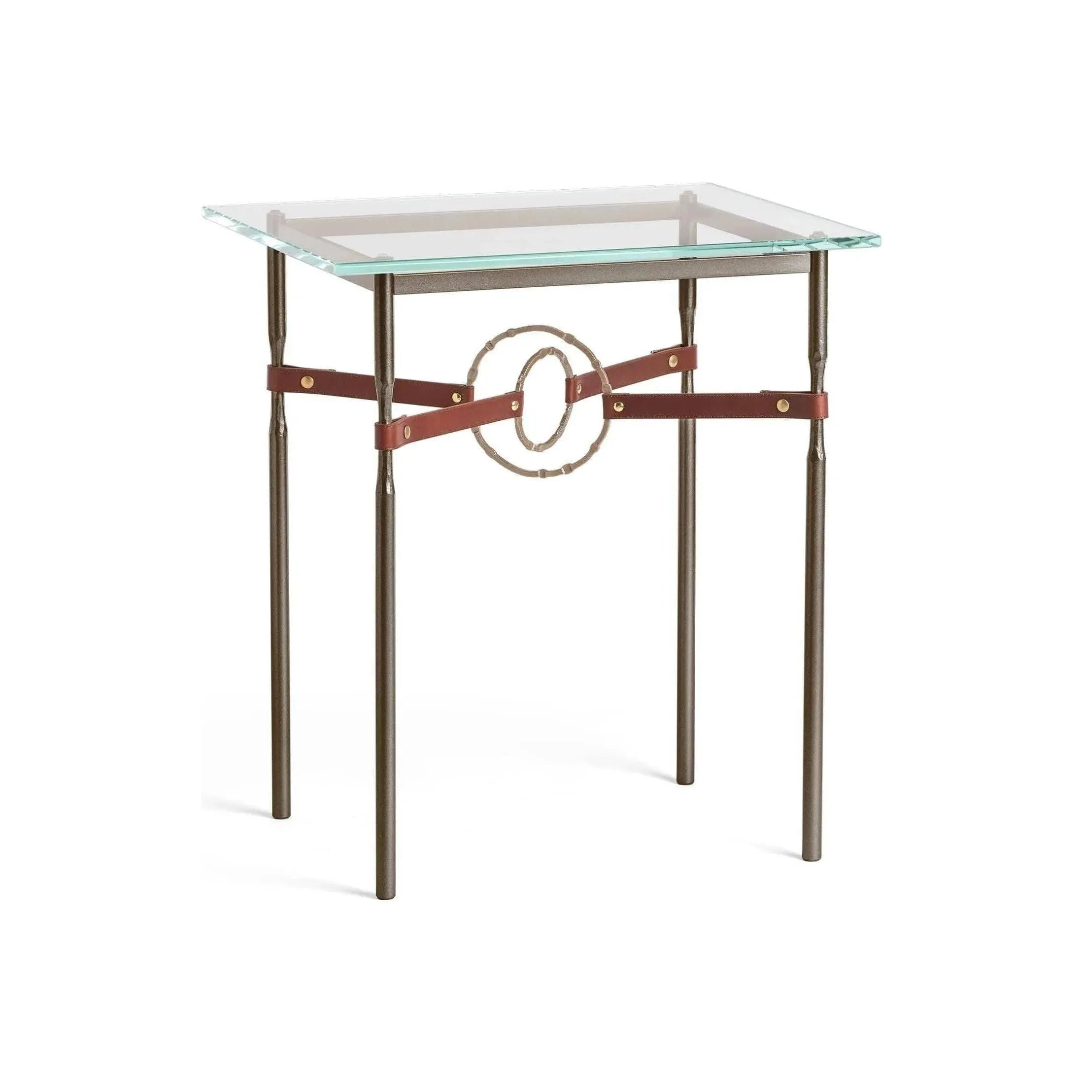 Hubbardton Forge - Equus Brown Leather Side Table - 750116-05-84-LB-VA0717 | Montreal Lighting & Hardware