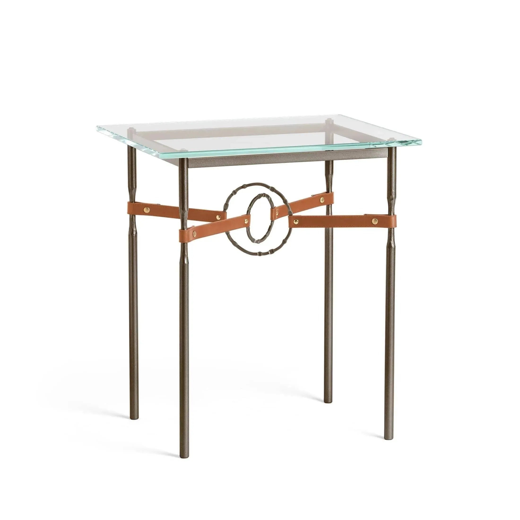 Hubbardton Forge - Equus Chestnut Leather Side Table - 750116-05-05-LC-VA0717 | Montreal Lighting & Hardware