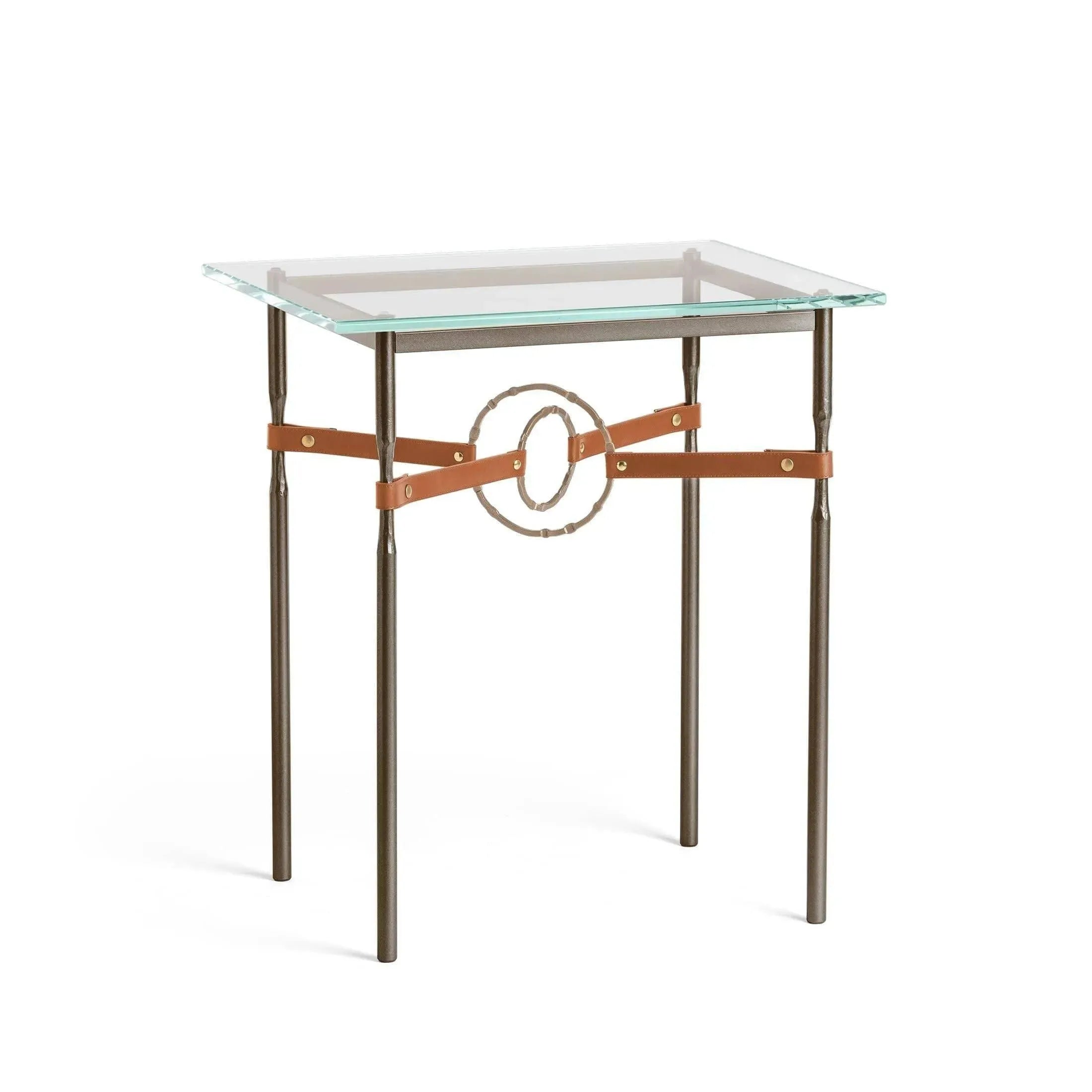 Hubbardton Forge - Equus Chestnut Leather Side Table - 750116-05-84-LC-VA0717 | Montreal Lighting & Hardware