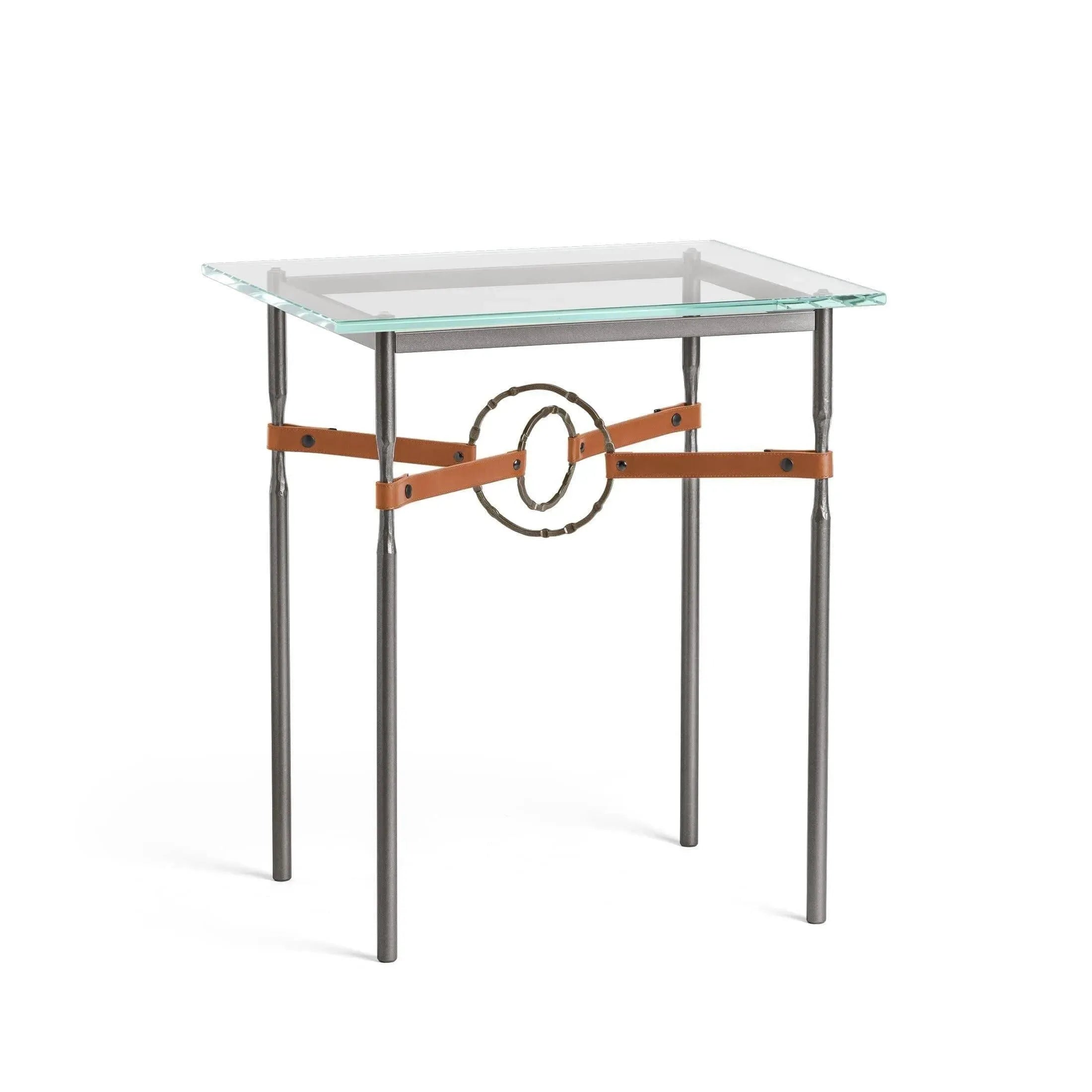 Hubbardton Forge - Equus Chestnut Leather Side Table - 750116-07-05-LC-VA0717 | Montreal Lighting & Hardware