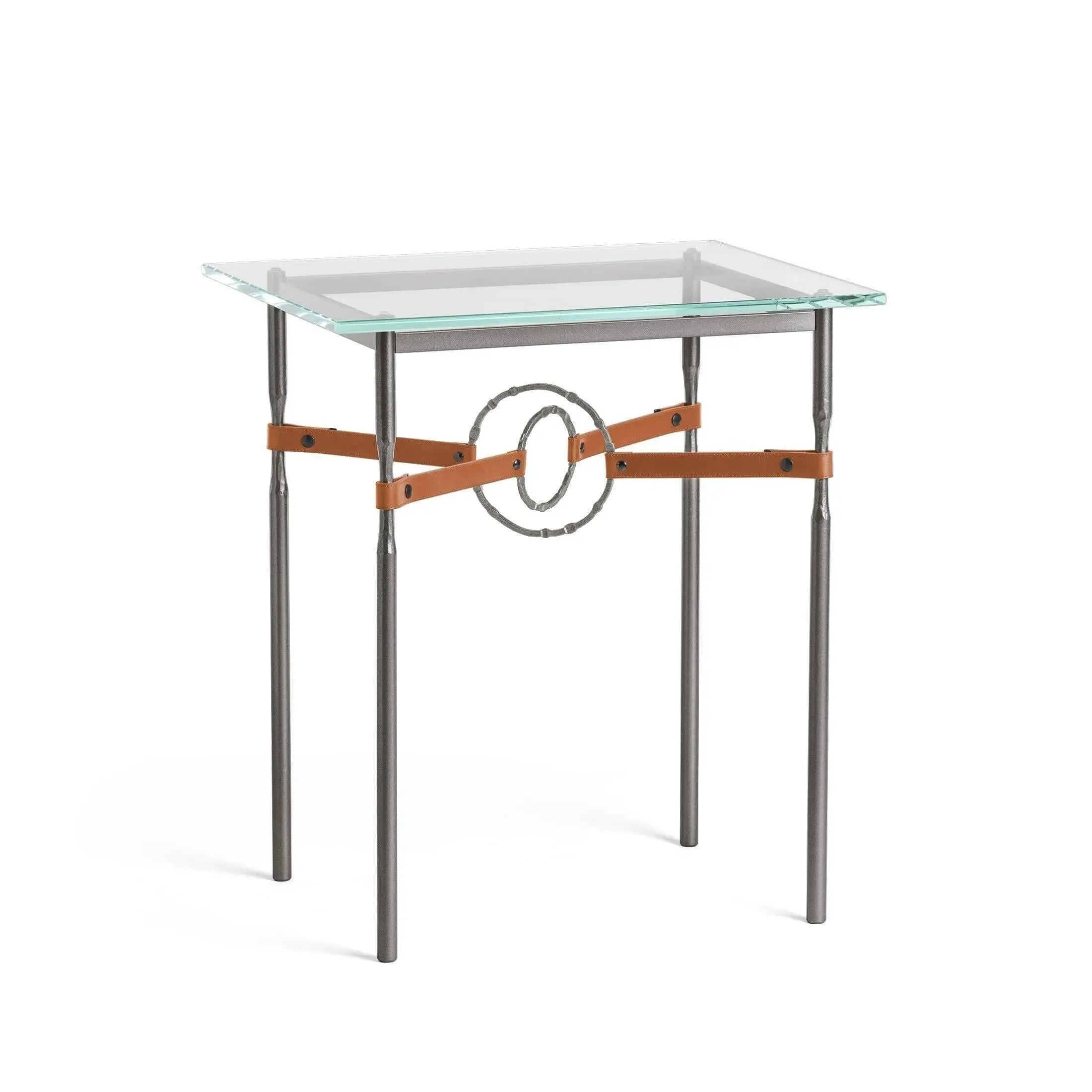 Hubbardton Forge - Equus Chestnut Leather Side Table - 750116-07-20-LC-VA0717 | Montreal Lighting & Hardware