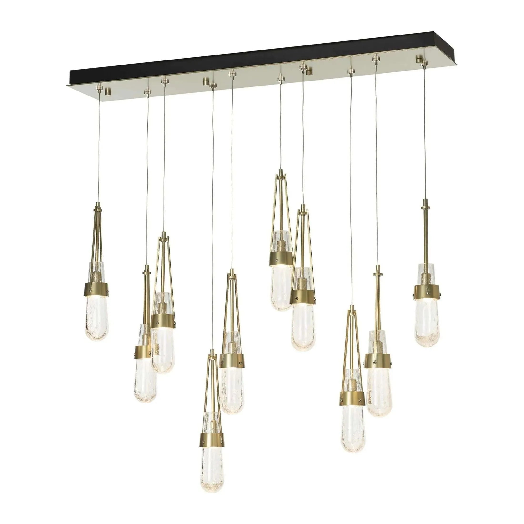 Hubbardton Forge - Link 10-Light Blown Glass Rectangular Pendant - 131200-SKT-STND-86-YG0434 | Montreal Lighting & Hardware