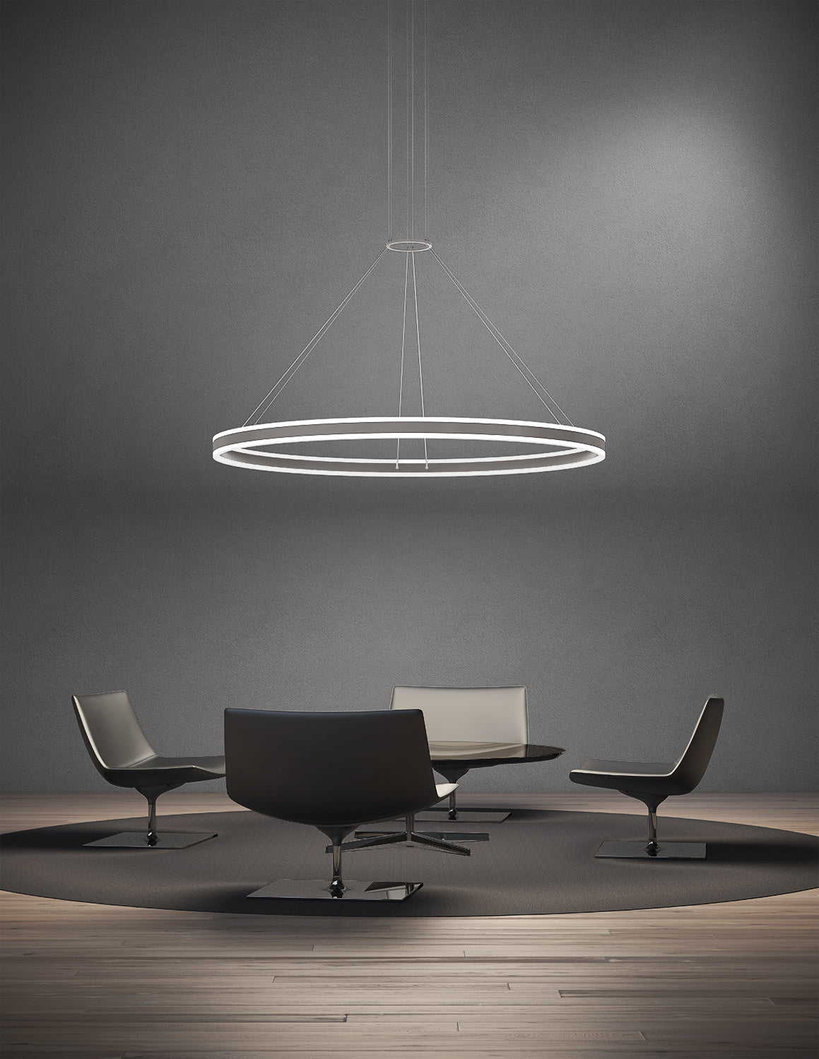 Sonneman 2307.16-J20 Double Corona LED Suspension en aluminium satiné brillant
