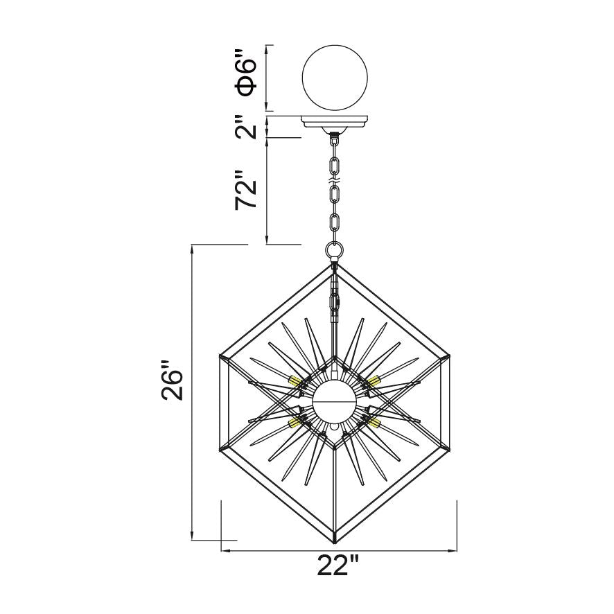 CWI Lighting Canada - 1178P22-6-601 - Six lampes Suspendu - Starburst - Chrome et noir