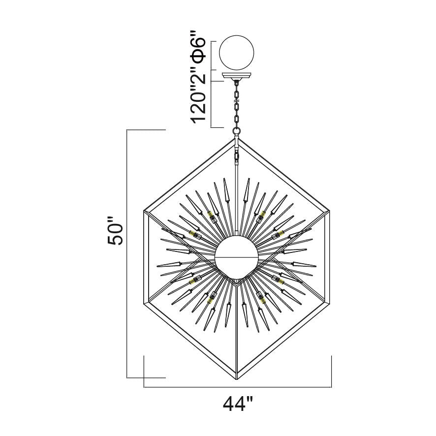 CWI Lighting Canada - 1178P44-20-601 - 20 lampes Suspendu - Starburst - Chrome et noir