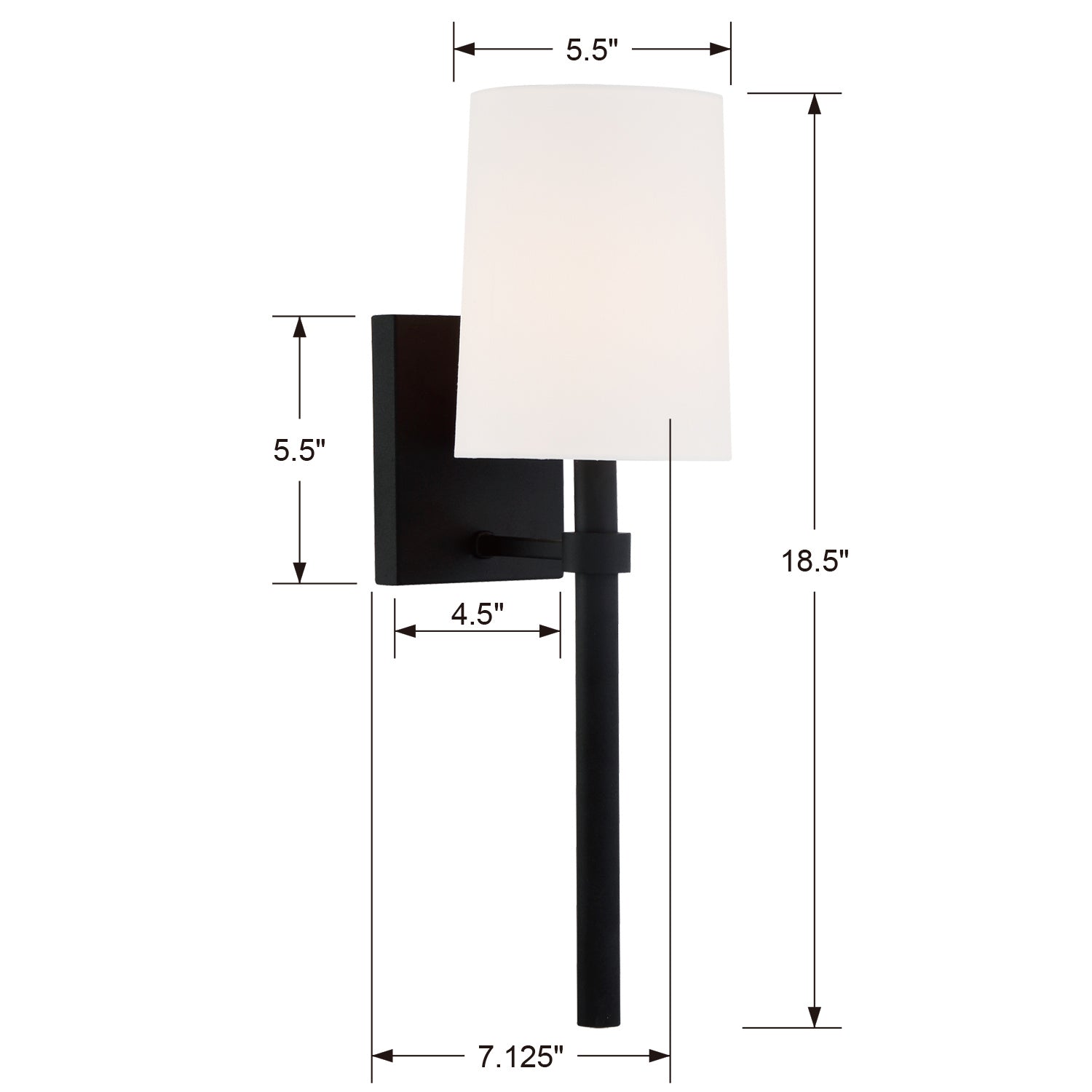 Crystorama - BRO-451-BF - Une lampe Murale - Bromley - Forgé noir