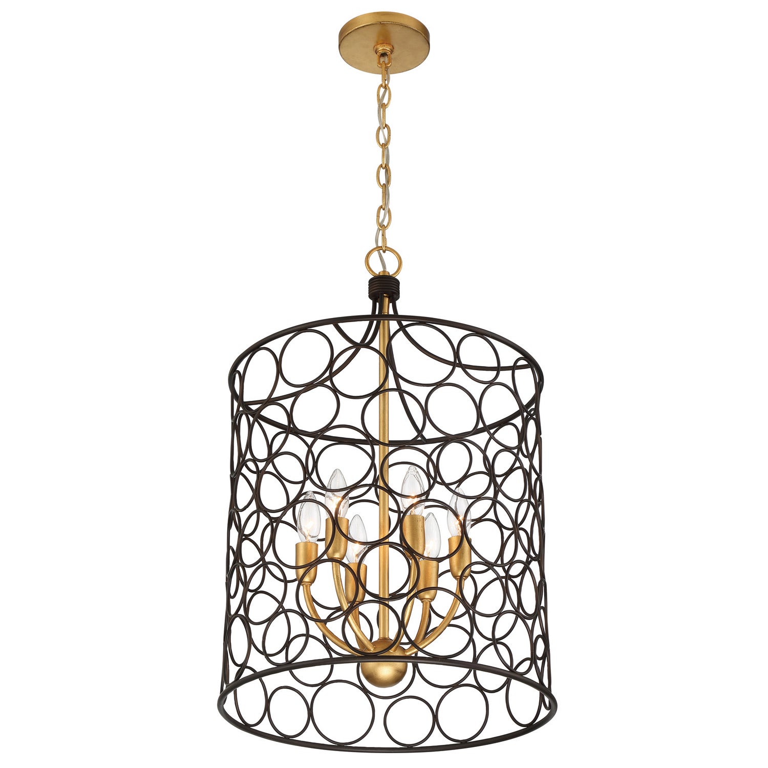 Crystorama - STM-B5106-BZ-GA - Mini lampe à six lumières Suspendu - Stemmons - Bronze + Or antique