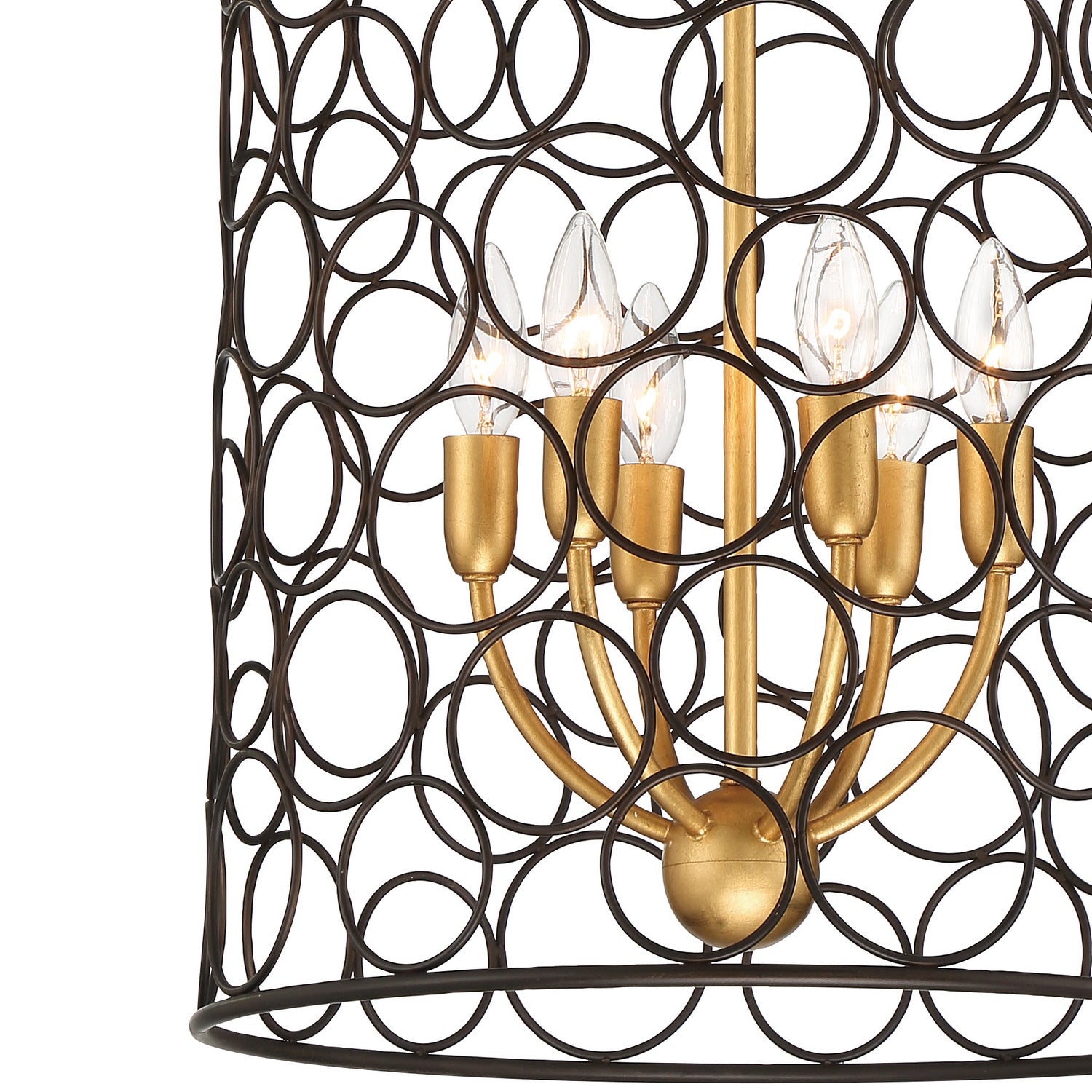 Crystorama - STM-B5106-BZ-GA - Mini lampe à six lumières Suspendu - Stemmons - Bronze + Or antique
