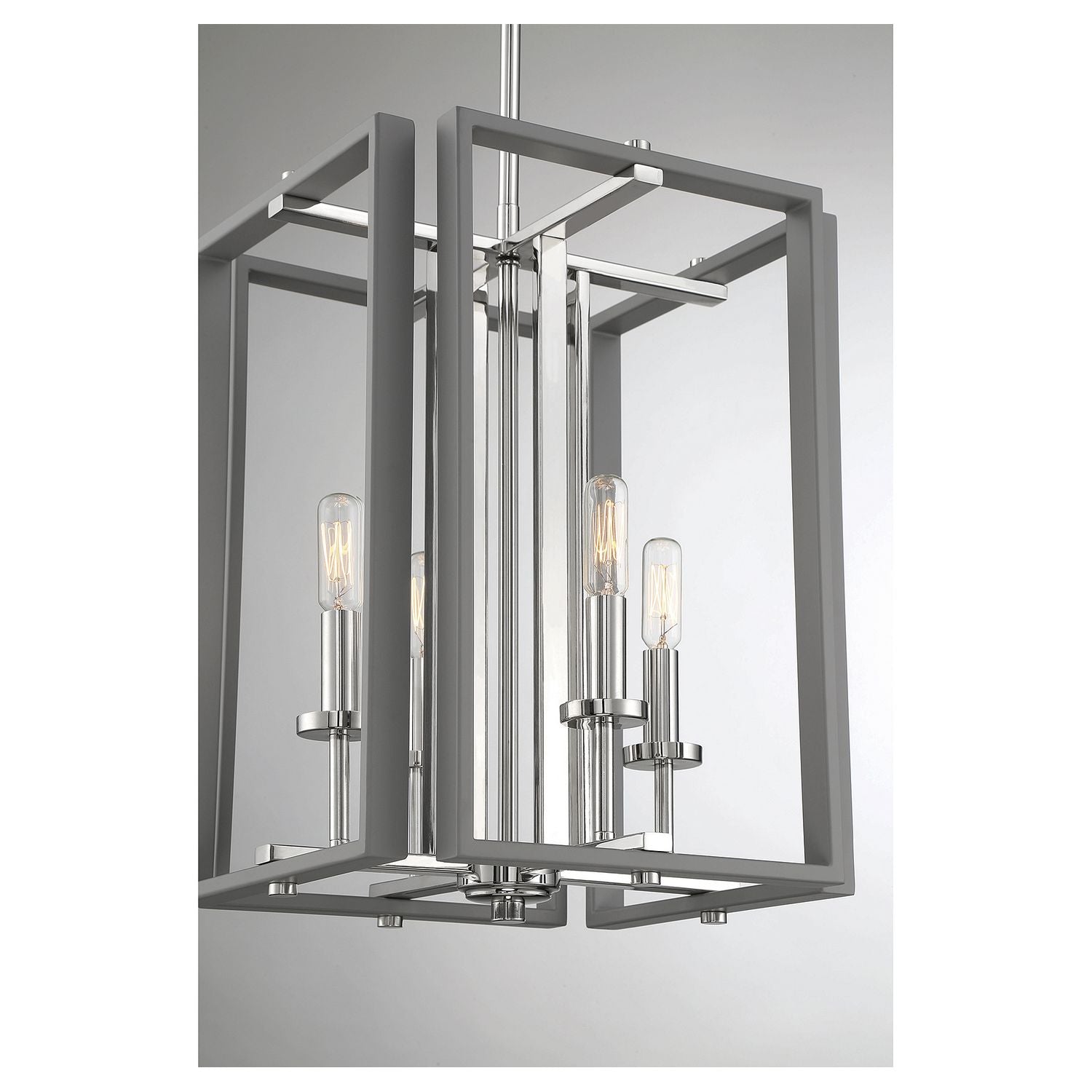 Savoy House - 3-8881-4-175 - Four Light Pendant - Champlin - Gray with Polished Nickel Accents